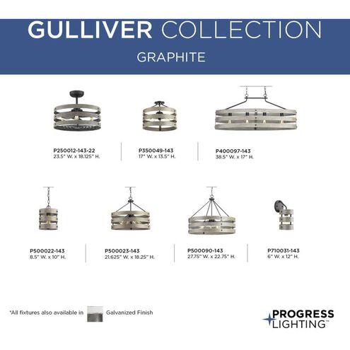 Gulliver 1 Light 9 inch Graphite Mini-Pendant Ceiling Light